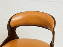 Load image into Gallery viewer, Curved Barstool in Caramel Brown Fabric
