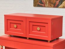 Load image into Gallery viewer, Vintage Mid Century Highboy Robot  Dresser in Poppy Red Orange
