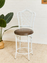 Load image into Gallery viewer, Pair of Chippendale Vintage Bamboo Counter Stools
