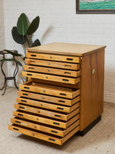 Load image into Gallery viewer, Vintage Distressed Industrial Wood Primitive School House Artist Flat Files Cabinet #2
