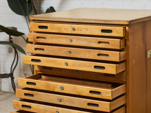 Load image into Gallery viewer, Vintage Distressed Industrial Wood Primitive School House Artist Flat Files Cabinet #2
