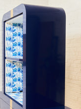 Load image into Gallery viewer, 1970’s Italian 2 Piece Post Modern Blue and Gold Hutch with Plinth Base
