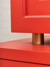 Load image into Gallery viewer, Vintage Mid Century Highboy Robot  Dresser in Poppy Red Orange
