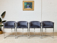 Load image into Gallery viewer, Set of 4 Curved Gray Velvet Counter Stools
