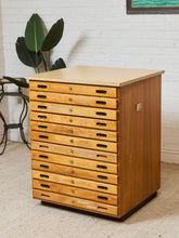 Load image into Gallery viewer, Vintage Distressed Industrial Wood Primitive School House Artist Flat Files Cabinet #3
