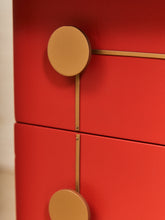 Load image into Gallery viewer, Vintage Mid Century Highboy Robot  Dresser in Poppy Red Orange
