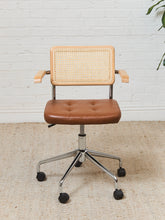 Load image into Gallery viewer, Blonde Rattan and Brown Seat Office Chair
