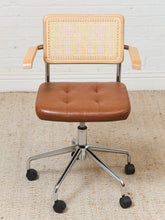 Load image into Gallery viewer, Blonde Rattan and Brown Seat Office Chair
