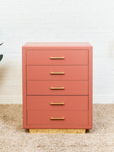 Load image into Gallery viewer, Corral Post Modern 5 drawer Highboy on a Plinth Base
