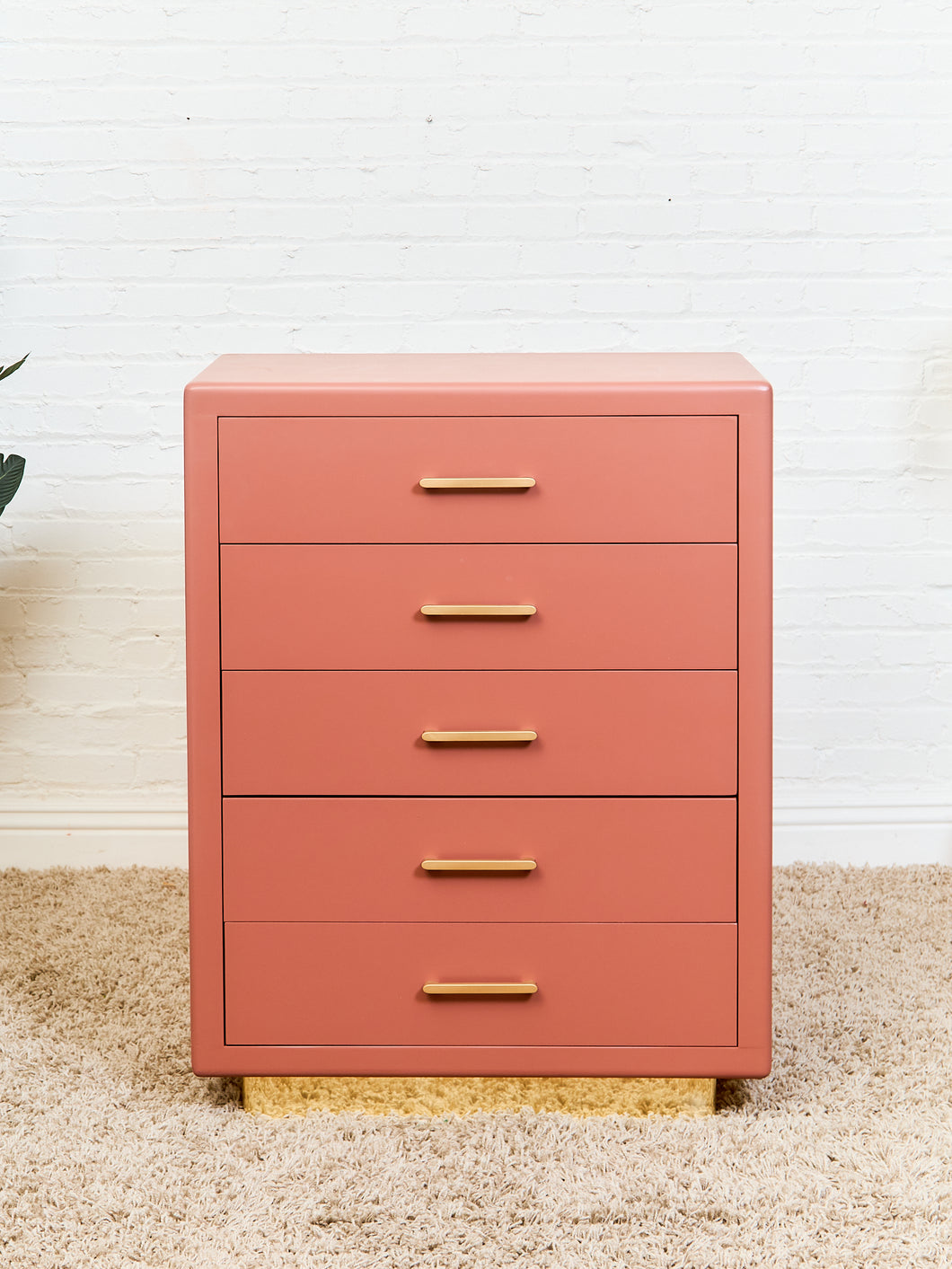 Corral Post Modern 5 drawer Highboy on a Plinth Base