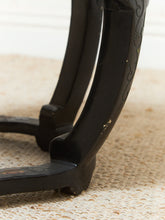 Load image into Gallery viewer, Vintage Black Lacquered Chinese Drum Table or Stool with Floral and Bird Motif
