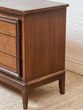 Load image into Gallery viewer, Nine Drawer, Mid-century Vintage Framed Walnut Dresser
