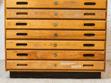 Load image into Gallery viewer, Vintage Distressed Industrial Wood Primitive School House Artist Flat Files Cabinet #3

