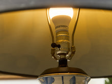 Load image into Gallery viewer, Blue and White Floral Ceramic Table Lamp with Charcoal Shade
