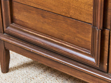 Load image into Gallery viewer, Nine Drawer, Mid-century Vintage Framed Walnut Dresser
