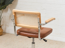 Load image into Gallery viewer, Blonde Rattan and Brown Seat Office Chair
