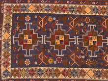 Load image into Gallery viewer, Hand-Knotted Tribal Baluchi Blue Vintage Area Rug Made of Wool

