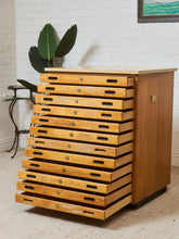 Load image into Gallery viewer, Vintage Distressed Industrial Wood Primitive School House Artist Flat Files Cabinet #3
