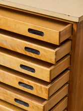 Load image into Gallery viewer, Vintage Distressed Industrial Wood Primitive School House Artist Flat Files Cabinet #3
