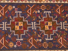 Load image into Gallery viewer, Hand-Knotted Tribal Baluchi Blue Vintage Area Rug Made of Wool
