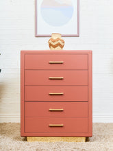 Load image into Gallery viewer, Corral Post Modern 5 drawer Highboy on a Plinth Base

