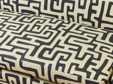 Load image into Gallery viewer, Vintage Victorian Chaise Lounge Sofa Carved Wood Frame in Kuba Maze Fabric

