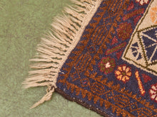Load image into Gallery viewer, Hand-Knotted Tribal Baluchi Blue Vintage Area Rug Made of Wool
