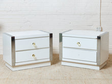 Load image into Gallery viewer, 1980's White Double Drawer Pair of Nightstands
