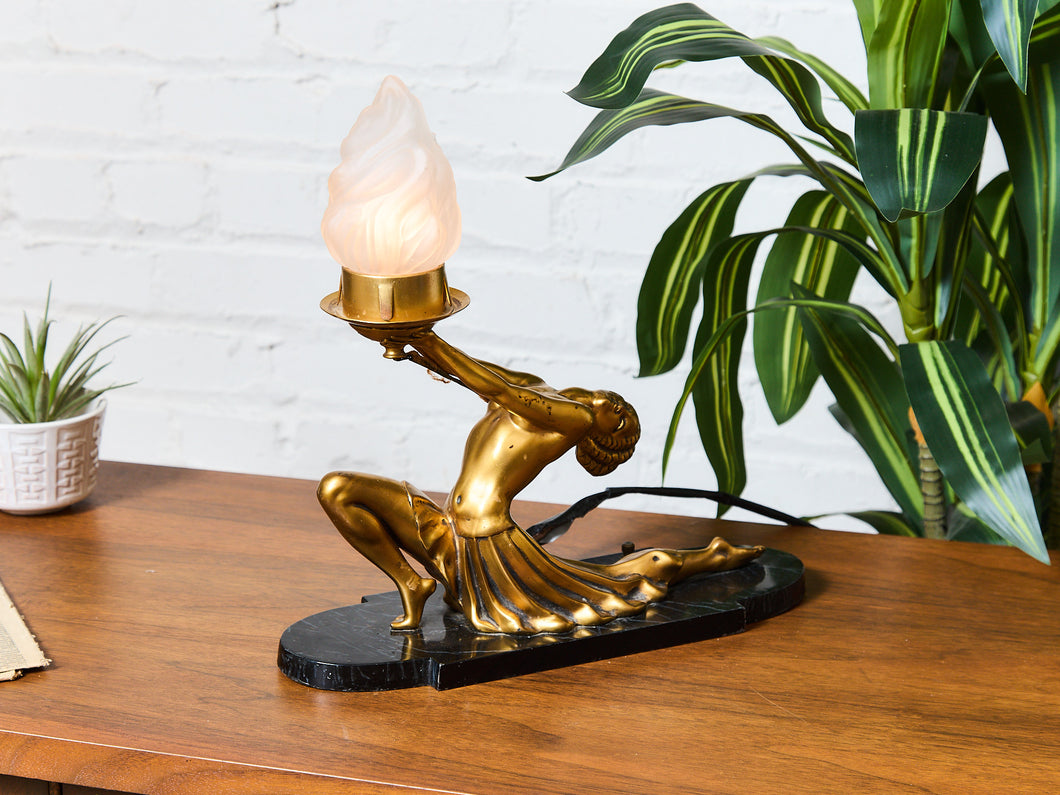 Frankart Ronson Nude Art Deco Lamp Solid Brass 1912 Patent