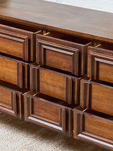 Load image into Gallery viewer, Nine Drawer, Mid-century Vintage Framed Walnut Dresser
