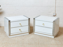 Load image into Gallery viewer, 1980's White Double Drawer Pair of Nightstands
