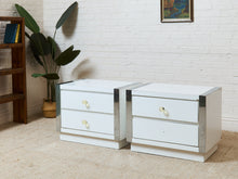 Load image into Gallery viewer, 1980's White Double Drawer Pair of Nightstands
