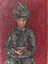 Load image into Gallery viewer, Portrait of a Woman Red Background Oil Painting
