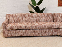Load image into Gallery viewer, Curved Vintage Sectional Sofa in Rosewood Textured Upholstery
