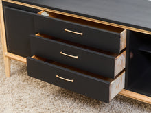 Load image into Gallery viewer, Black and Blonde Mid Century Dresser
