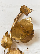 Load image into Gallery viewer, Midcentury Electric Tole Gold Gilt Sconce Leaf &amp; Hydrangea Design Att. Hans Kogl
