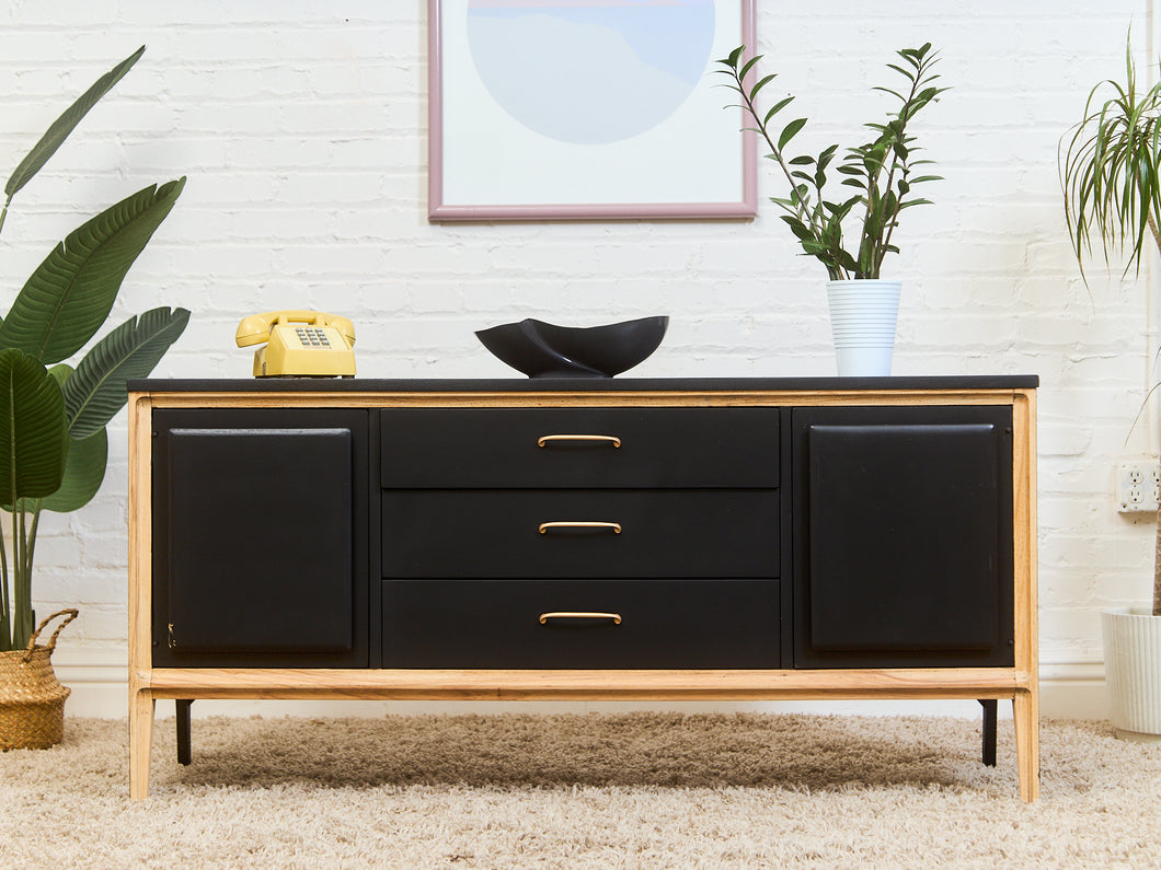 Black and Blonde Mid Century Dresser