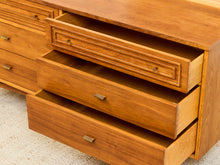 Load image into Gallery viewer, 1960s Broyhill Sculptra Mid Century Walnut 6 Drawer Lowboy Dresser
