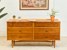 Load image into Gallery viewer, 1960s Broyhill Sculptra Mid Century Walnut 6 Drawer Lowboy Dresser
