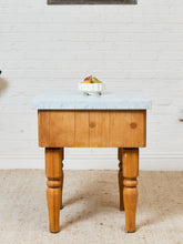 Load image into Gallery viewer, Vintage Butcher Block Marble Top Table
