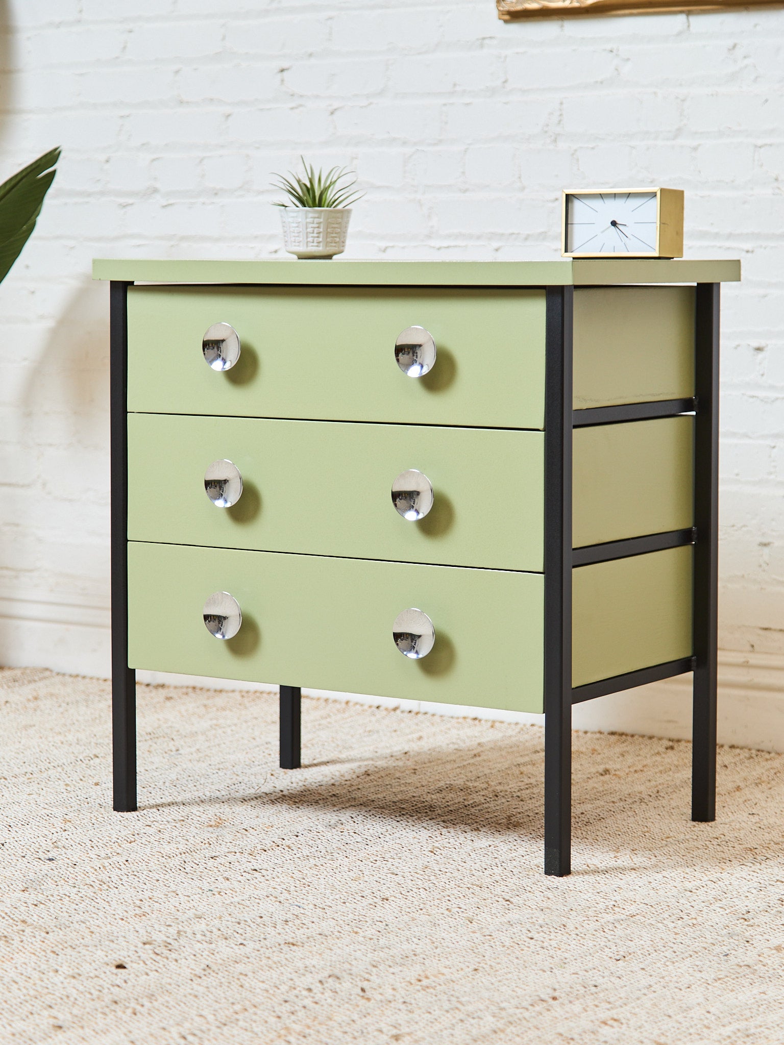 green emerald velvet dress Green & White Tallboy Mod Dresser Cabinet main image 1