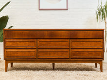 Load image into Gallery viewer, Walnut Mid Century 9 Drawer Dresser
