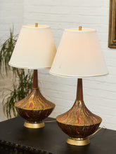 Load image into Gallery viewer, Pair of 1960s Sculptural Brass and Enamel Table Lamps
