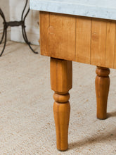 Load image into Gallery viewer, Vintage Butcher Block Marble Top Table
