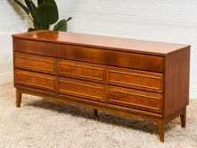 Load image into Gallery viewer, Walnut Mid Century 9 Drawer Dresser
