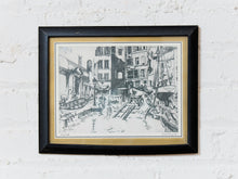 Load image into Gallery viewer, Vintage Dry Dock Harbor Scene Black and White Architectural Print Framed
