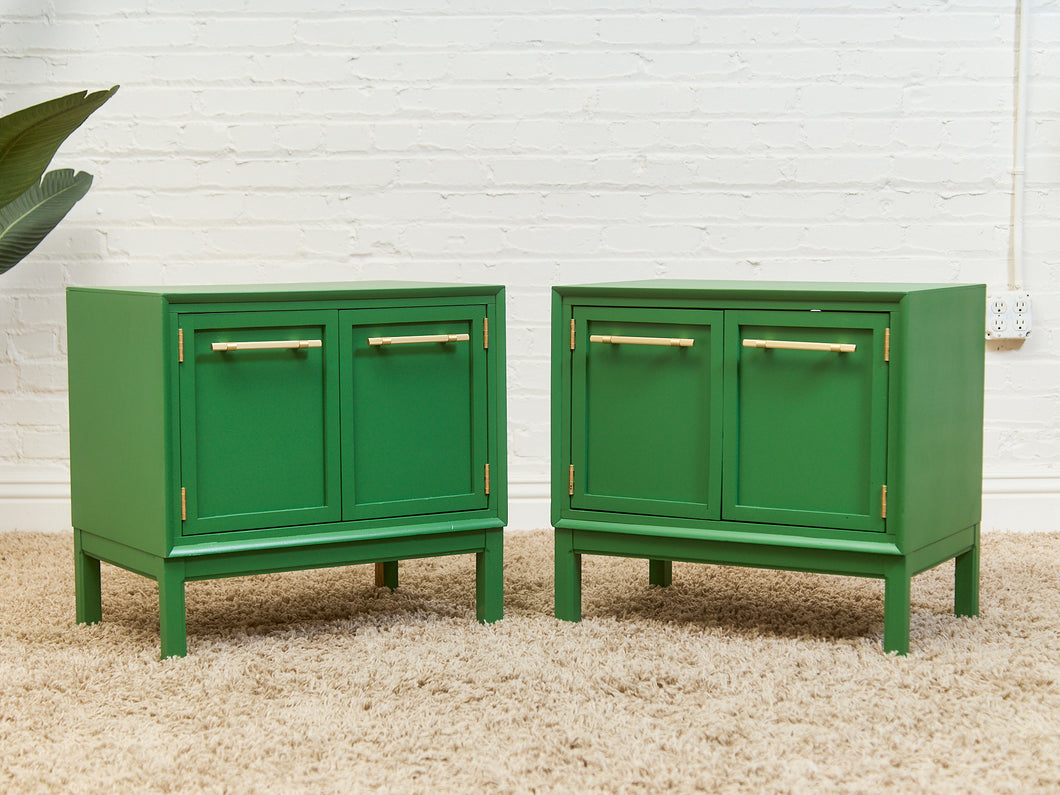 Kelly Green Vintage Mid Century Nightstands