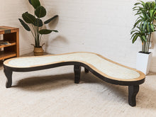 Load image into Gallery viewer, Organic Modern Sculptural Coffee Table Curved Wood Mother of Pearl Design
