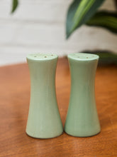 Load image into Gallery viewer, Mid-century Modern salt and Pepper, Shakers Olive Ceramic
