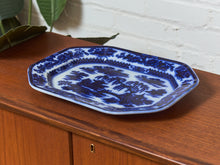 Load image into Gallery viewer, Antique Dark Flow Blue Manilla Staffordshire Platter
